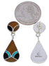 Genuine Sterling Silver Multicolor Inlay Post Dangle Earrings JX23819